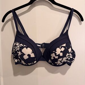 Lole Navy and White Floral Bikini Top